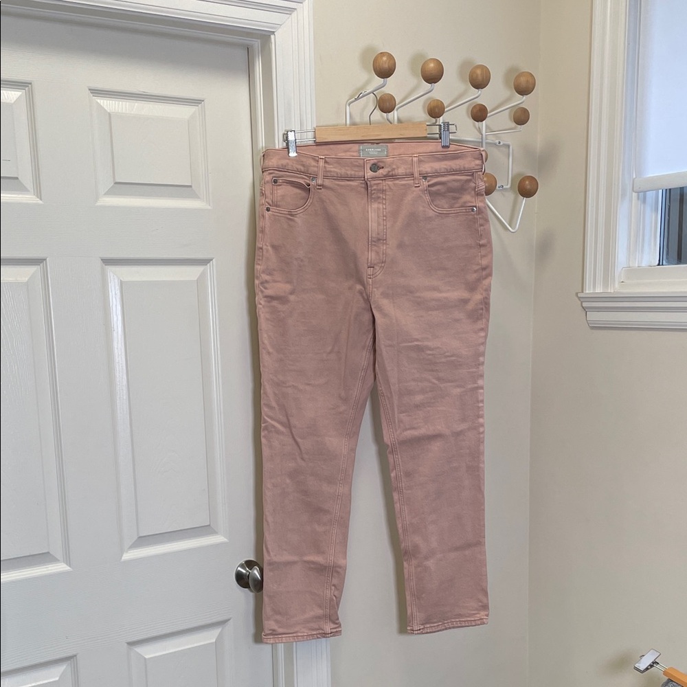 Everlane Way-High Slim Organic Cotton Straight Legged Jeans Dusty Rose 32 short